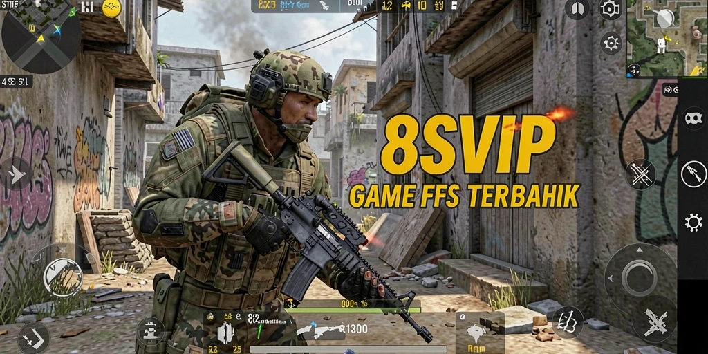 Screenshot utama menunjukkan gameplay seru di <strong>8SVIP</strong> dengan aksi tembak-menembak yang mendebarkan.