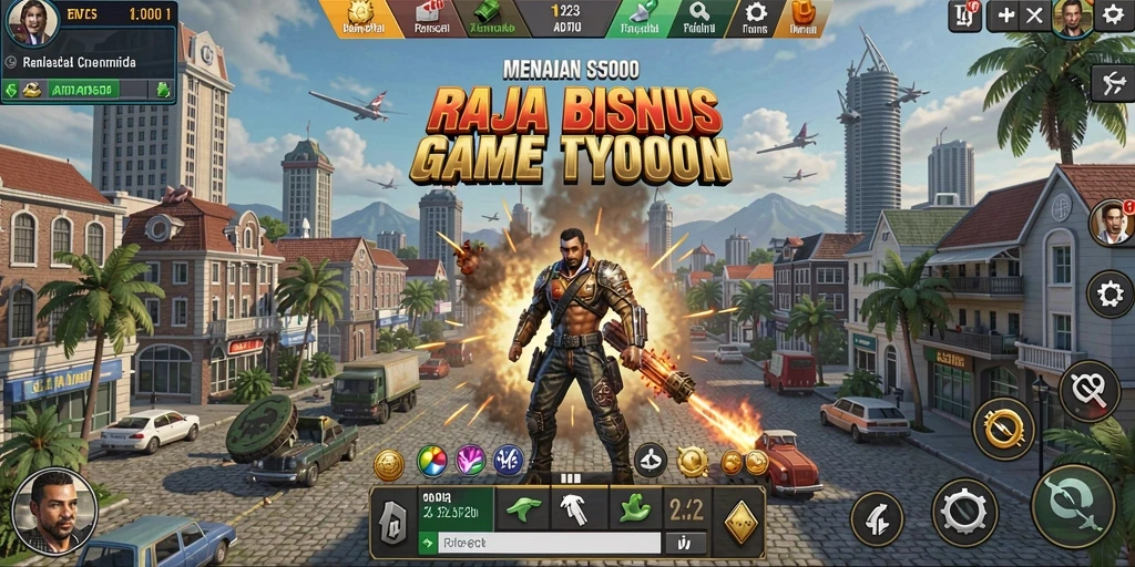 Tangkapan layar gameplay BOS5000 menampilkan keseruan dalam membangun bisnis Tycoon.