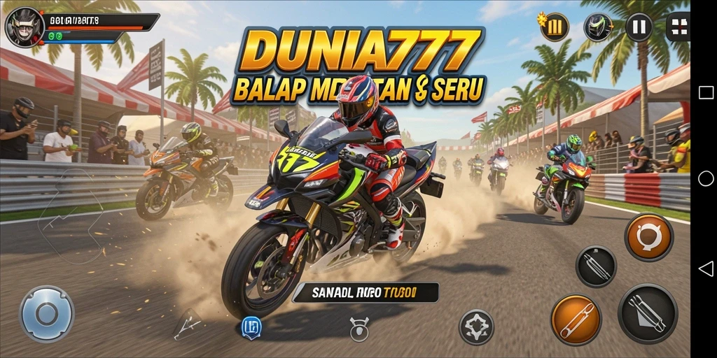 Gameplay seru DUNIA777 dengan balapan motor yang menegangkan.