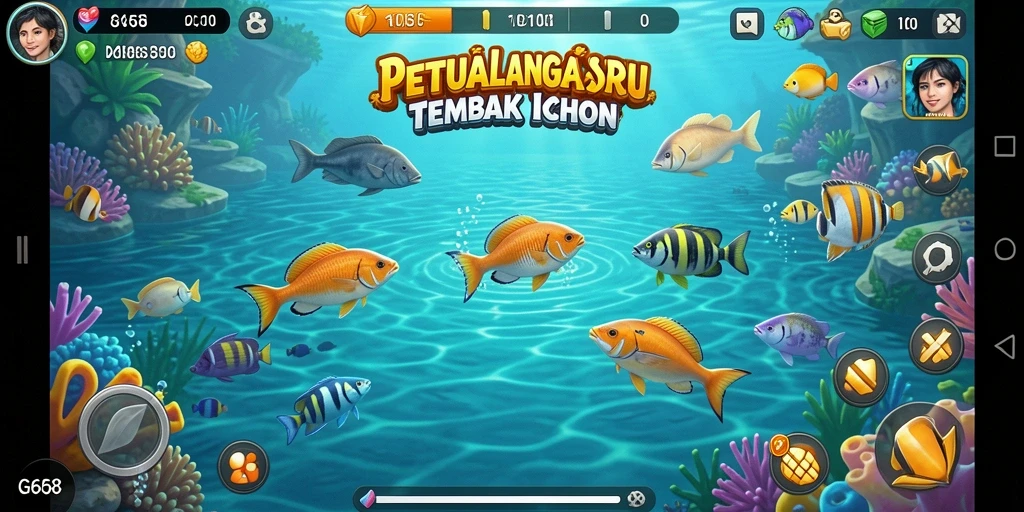 Tangkapan layar G668 menampilkan pertempuran seru dalam Tembak Ikan.