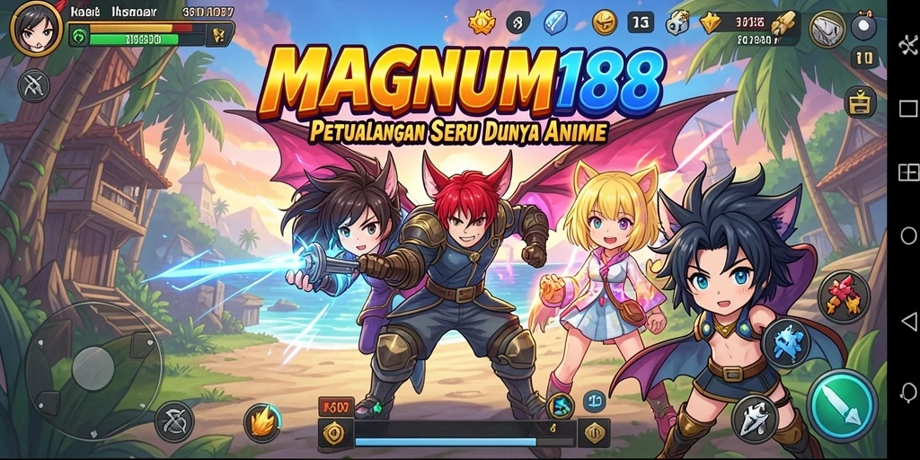 Tampilan gameplay seru dari MAGNUM188 dengan karakter Anime yang menarik.