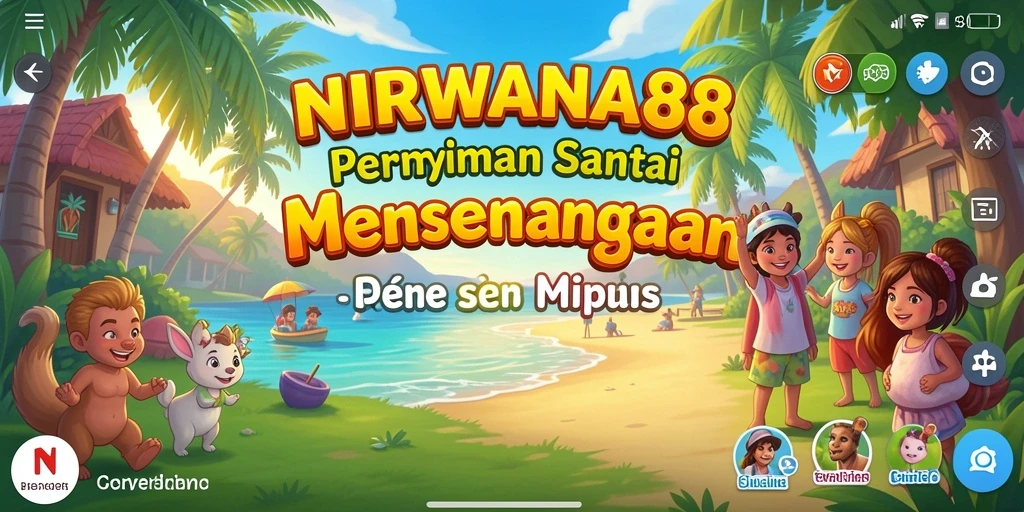 Tampilan gameplay NIRWANA88 yang ceria dan penuh warna.