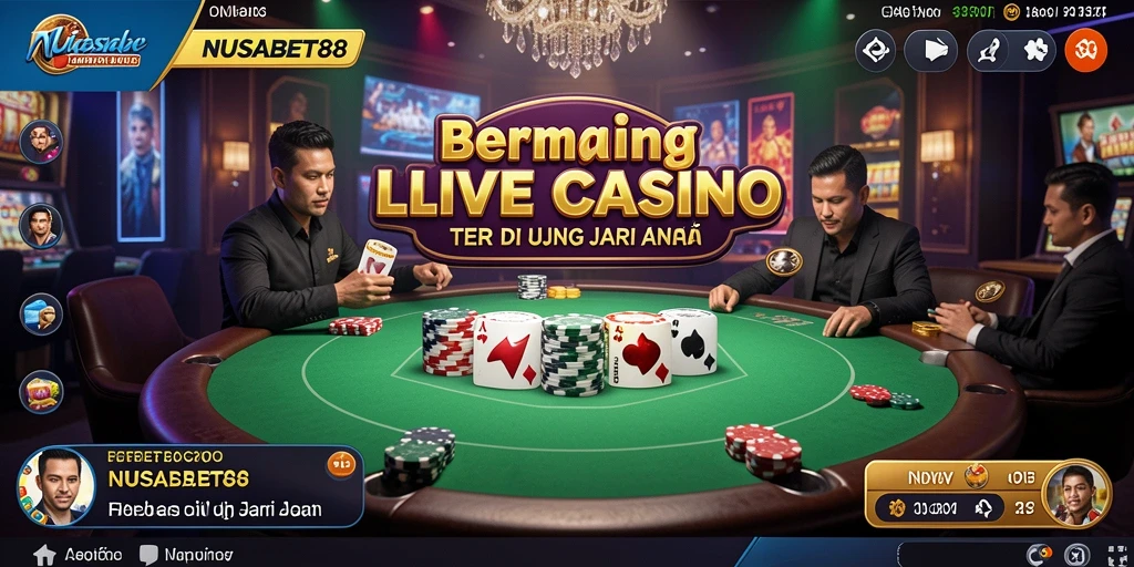 Screenshot gameplay NUSABET88 menampilkan dealer langsung dan interaksi pemain.