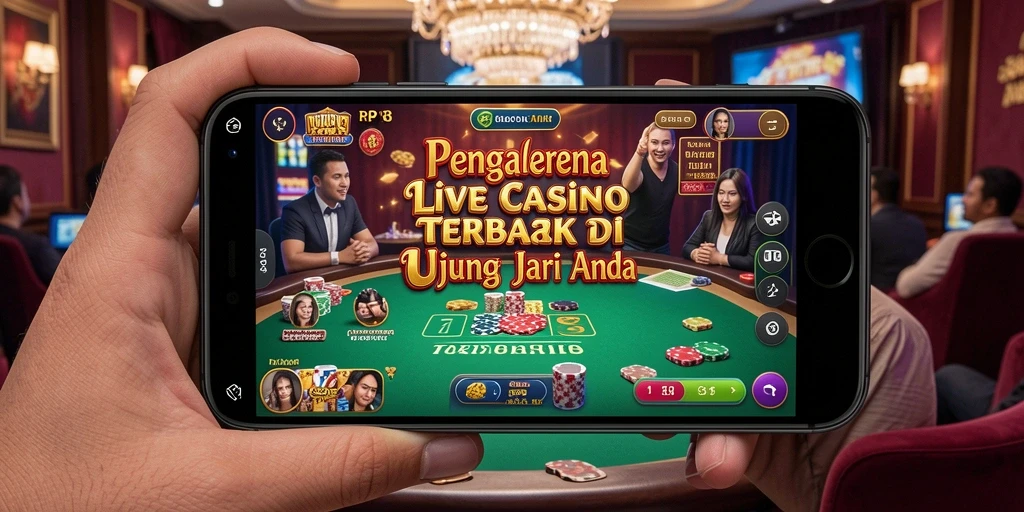 Screenshot RP8 menampilkan dealer cantik dalam permainan Live Casino.