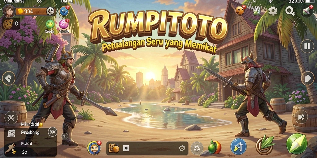 Screenshot utama RUMPITOTO menampilkan aksi petualangan yang mendebarkan.