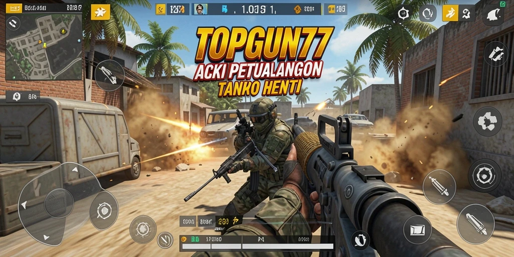 Tangkapan layar <strong>TOPGUN77</strong> menampilkan aksi bermain yang mendebarkan dan grafis yang menawan.