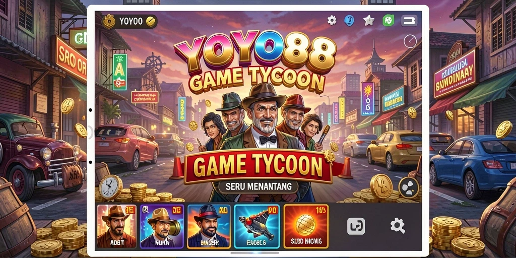 Tampilan gameplay YOYO88 yang menampilkan strategi bisnis kreatif.