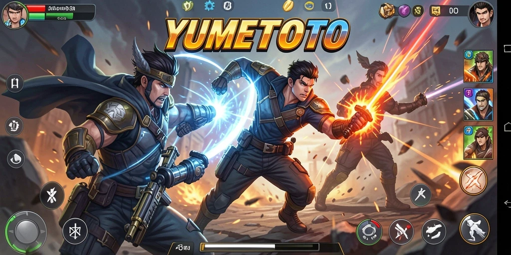 Tampilan seru gameplay YUMETOTO dengan aksi pertarungan yang mengagumkan.