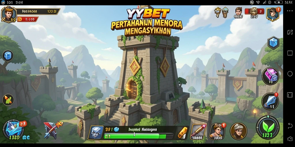Tampilan gameplay YYBET yang menegangkan dalam pertahanan menara.