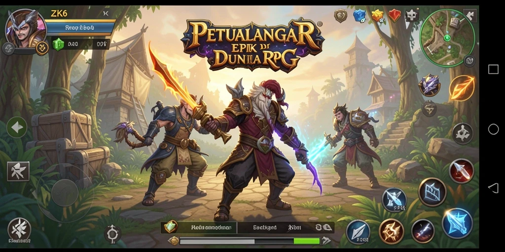 Tampilan screenshot gameplay ZK6 menampilkan karakter beraksi dalam pertempuran RPG.